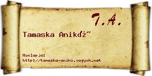 Tamaska Anikó névjegykártya